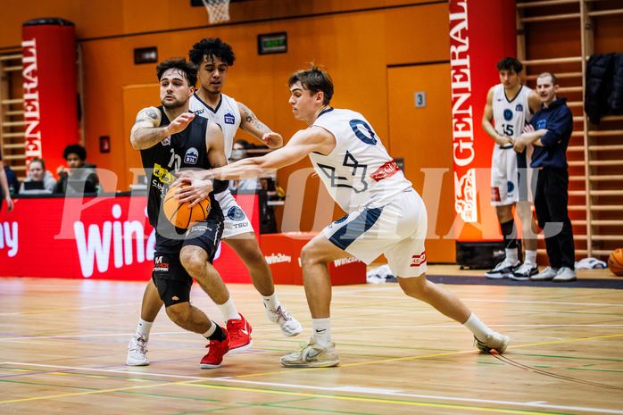 Basketball, Basketball Zweite Liga 2024/25, Grunddurchgang 11.Runde, Vienna Timberwolves, Mattersburg Rocks, Julian Alper (10), Valentin Siegmund (0)