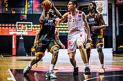 Basketball, Win2Day Superliga 2023/24, 2. Qualifikationsrunde, BC Vienna, Fürstenfeld Panthers, Hegel Augustin (17), Aron Stazic (21)