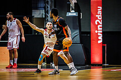 Basketball, Win2Day Superliga 2023/24, 2. Qualifikationsrunde, BC Vienna, Fürstenfeld Panthers, Mustafa Hassan Zadeh (1), Hegel Augustin (17)