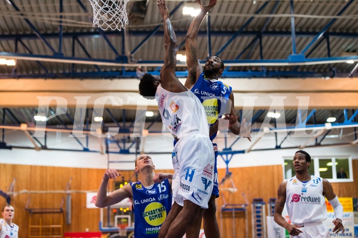 Basketball, ABL 2016/17, Grunddurchgang 15.Runde, Oberwart Gunners, Gmunden Swans, Austin Steed (5), Jamari Traylor (9)