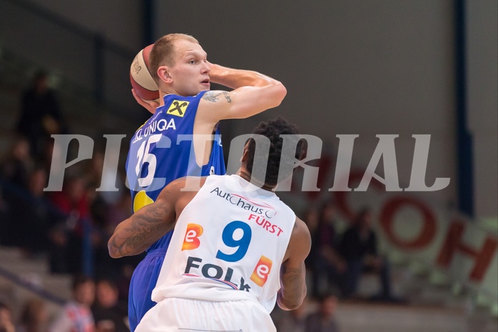 Basketball, ABL 2016/17, Grunddurchgang 15.Runde, Oberwart Gunners, Gmunden Swans, Povilas Gaidys (15), Jamari Traylor (9)