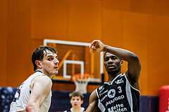 Basketball, Win2Day Superliga 2023/24, 3. Qualifikationsrunde, Vienna Timberwolves, Kapfenberg Bulls, Elias Wlasak (8), Rudi Williams (3)