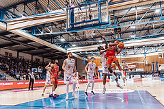 Basketball, Basketball Superliga 2023/24 , HF 2, Oberwart Gunners, Traiskirchen Lions, Daniel Koeppel (14), Kris Monroe (13), Demarcus Demonia (4)