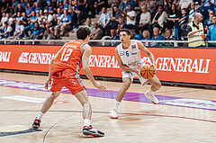Basketball, Basketball Superliga 2023/24 , HF 2, Oberwart Gunners, Traiskirchen Lions, Nils Kuehteubl (12), Magdy Aboud-Ahmed(6)