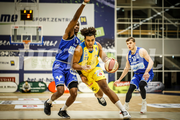 Basketball, bet-at-home Basketball Superliga 2019/20, Grunddurchgang 15.Runde, SKN St. Pölten Basketball, Oberwart Gunners, Rashaan Guylain Mbemba (21)