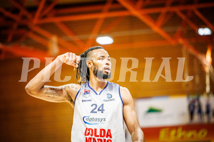 Basketball, win2day Basketball Superliga 2022/23, Grunddurchgang Runde 18, BBC Nord Dragonz, Vienna DC Timberwolves, Aristide Boya (24)