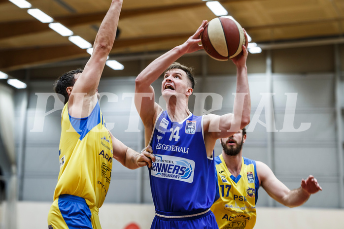 Basketball, Admiral Basketball Superliga 2019/20, Grunddurchgang 15.Runde, SKN St. Pölten Basketball, Oberwart Gunners, Maximilian Schuecker (14)