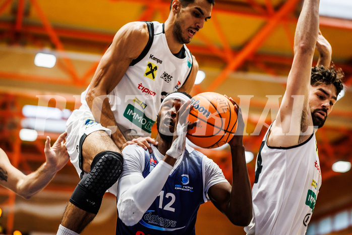 Basketball, win2day Basketball Superliga 2024/25, Grunddurchgang Runde 2, BBC Nord Dragonz, Klosterneuburg Dukes, Peter Turay (12)