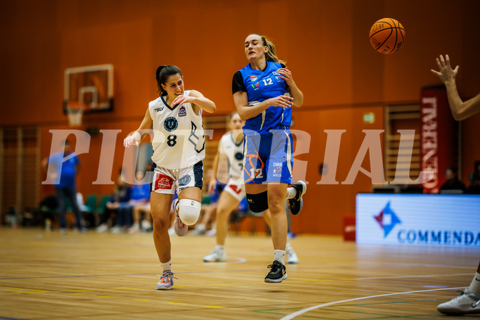Basketball, Win2Day Basketball Damen Superliga 2023/24, Grunddurchgang 2.Runde, Vienna Timberwolves, DBB LZ OÖ, Aleksandra Novakovic (8), Bettina Kunz (12)