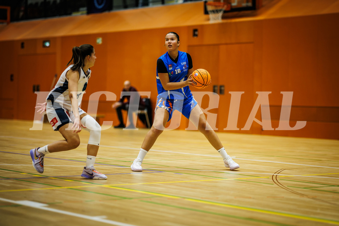 Basketball, Win2Day Basketball Damen Superliga 2023/24, Grunddurchgang 2.Runde, Vienna Timberwolves, DBB LZ OÖ, Aleksandra Novakovic (8), Sophia Kuranovic (16)