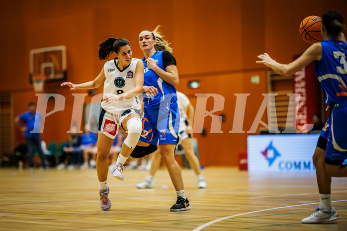 Basketball, Win2Day Basketball Damen Superliga 2023/24, Grunddurchgang 2.Runde, Vienna Timberwolves, DBB LZ OÖ, Aleksandra Novakovic (8), Bettina Kunz (12)