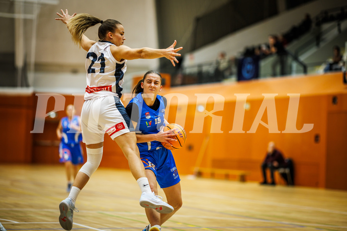 Basketball, Win2Day Basketball Damen Superliga 2023/24, Grunddurchgang 2.Runde, Vienna Timberwolves, DBB LZ OÖ, Petra Pammer (21), Ivona Pilic (15)