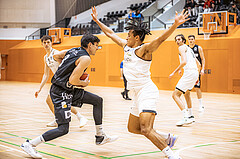 Basketball, Basketball Zweite Liga 2022/23, Grunddurchgang 19.Runde, Basket Flames, Güssing Blackbirds, Bernhard Koch (8), Yann Grandperret (3)