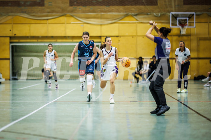 Basketball, Win2Day Basketball Damen Superliga 2023/24, Grunddurchgang 6.Runde, Vienna United, Vienna Timberwolves, Viktoria Trailovic (15), Jula Schmidt (8)