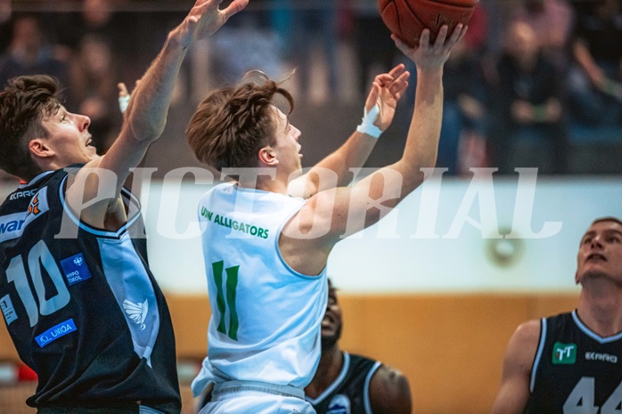Basketball, Basketball Zweite Liga 2022/23 Playoff, Viertelfinale Spiel 2, Union Deutsch Wagram, Raiders Tirol, Thomas Pirchner (10), Simon Marek (11)