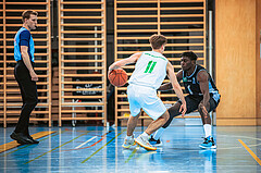 Basketball, Basketball Zweite Liga 2022/23 Playoff, Viertelfinale Spiel 2, Union Deutsch Wagram, Raiders Tirol, Simon Marek (11), Dennis Acheampong (1)