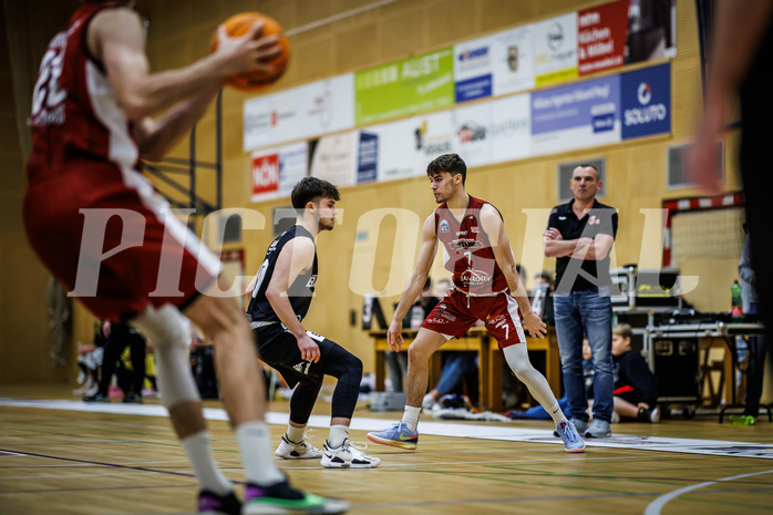 Basketball, Basketball Zweite Liga 2023/24, Grunddurchgang 13.Runde, Mistelbach Mustangs, Güssing Blackbirds, Nick Fandler (4), Moritz Czehowsky (7)