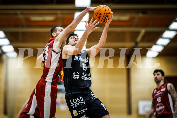 Basketball, Basketball Zweite Liga 2023/24, Grunddurchgang 13.Runde, Mistelbach Mustangs, Güssing Blackbirds, Luka Gaspar (15)
