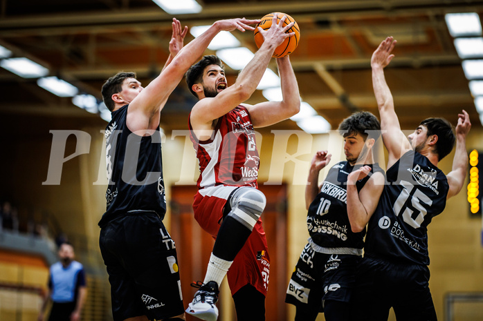 Basketball, Basketball Zweite Liga 2023/24, Grunddurchgang 13.Runde, Mistelbach Mustangs, Güssing Blackbirds, Sebastian Koch (5), Kerim Dragolj (24)