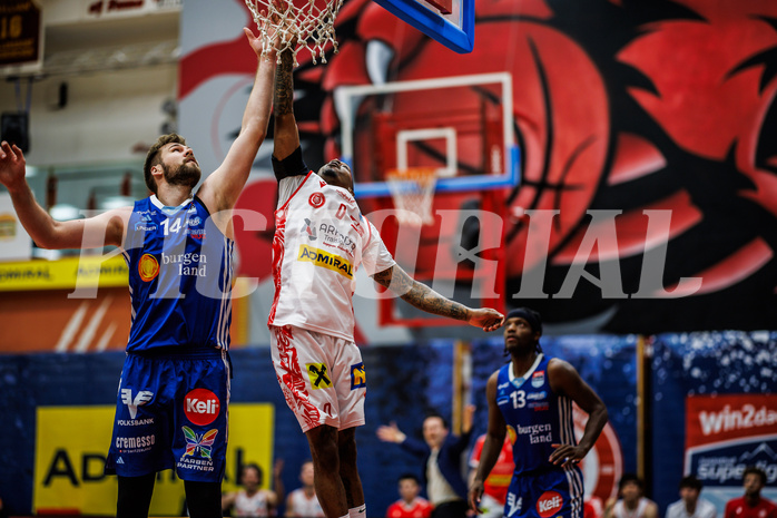 Basketball, Win2Day Superliga 2024/25, Playoffs, Halbfinale Spiel 2, Traiskirchen Lions, Oberwart Gunners, Daniel Köppel (14), Cedric Russell (0)