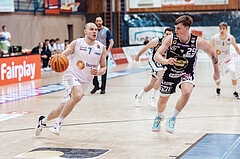 Basketball, Basketball Superliga 2023/24, Grunddurchgang 19.Runde, Oberwart Gunners, Gmunden Swans, Sebastian Kaeferle (7), Orri Gunnarsson (29)