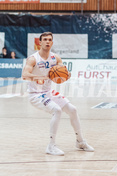 Basketball, Basketball Superliga 2023/24, Grunddurchgang 19.Runde, Oberwart Gunners, Gmunden Swans, Jonathan Knessl (12)