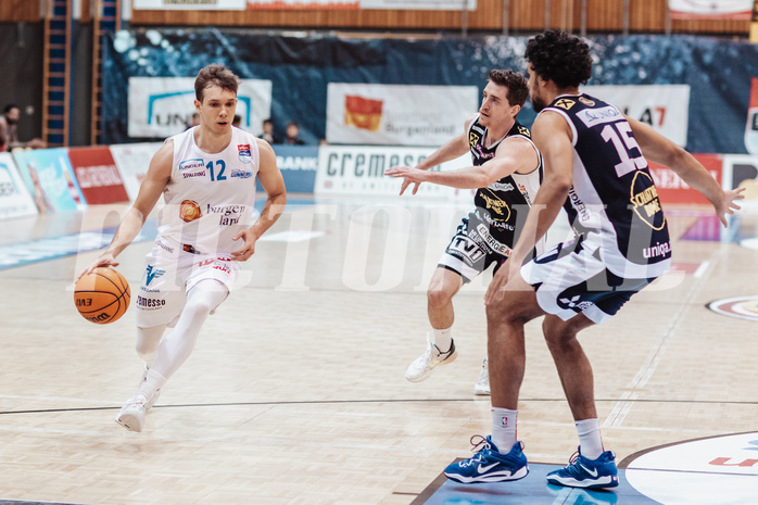 Basketball, Basketball Superliga 2023/24, Grunddurchgang 19.Runde, Oberwart Gunners, Gmunden Swans, Jonathan Knessl (12), Benedikt G