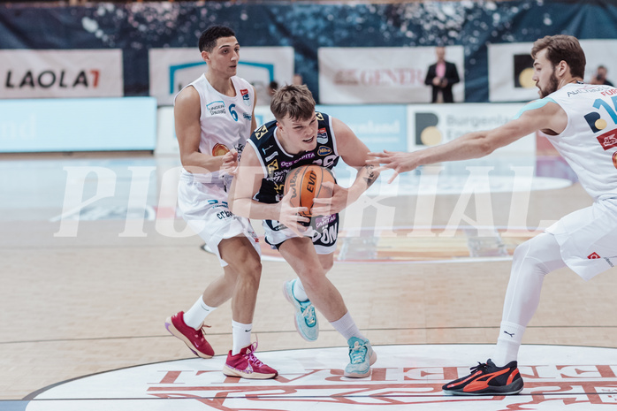 Basketball, Basketball Superliga 2023/24, Grunddurchgang 19.Runde, Oberwart Gunners, Gmunden Swans, Magdy Aboud-Ahmed(6), Orri Gunnarsson (29), Daniel Koeppel (14)
