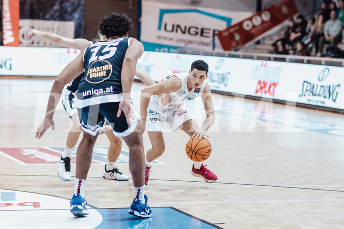 Basketball, Basketball Superliga 2023/24, Grunddurchgang 19.Runde, Oberwart Gunners, Gmunden Swans, Magdy Aboud-Ahmed(6)