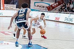 Basketball, Basketball Superliga 2023/24, Grunddurchgang 19.Runde, Oberwart Gunners, Gmunden Swans, Magdy Aboud-Ahmed(6)