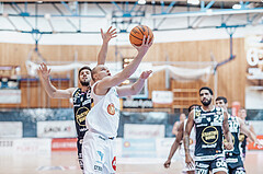 Basketball, Basketball Superliga 2023/24, Grunddurchgang 19.Runde, Oberwart Gunners, Gmunden Swans, Daniel Friedrich (6), Sebastian Kaeferle (7)