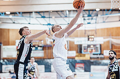Basketball, Basketball Superliga 2023/24, Grunddurchgang 19.Runde, Oberwart Gunners, Gmunden Swans, Orri Gunnarsson (29), Sebastian Kaeferle (7)