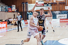 Basketball, Basketball Superliga 2023/24, Grunddurchgang 19.Runde, Oberwart Gunners, Gmunden Swans, Sebastian Kaeferle (7), Orri Gunnarsson (29)