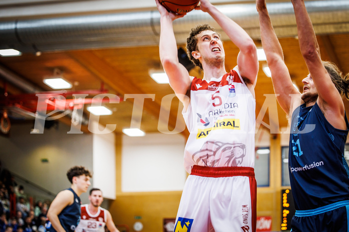Basketball, win2day Basketball Superliga 2022/23, 10. Qualifikationsrunde, Traiskirchen Lions, Vienna D.C. Timberwolves, Hannes Joseph Kogelnik (5)