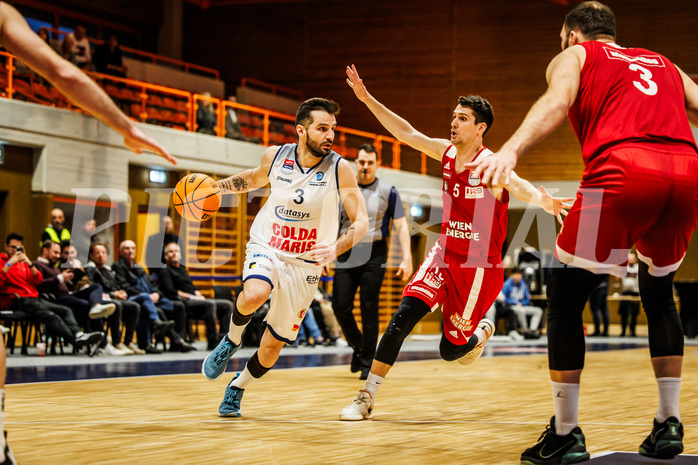 Basketball, win2day Basketball Superliga 2023/224, Grunddurchgang Runde 22, BBC Nord Dragonz, BC Vienna, Petar Cosic (3)