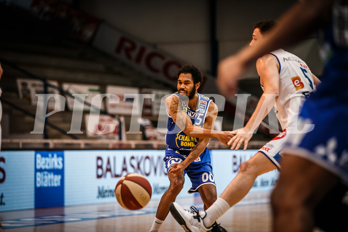 Basketball, bet-at-home Basketball Superliga 2020/21, Halbfinale Spiel 2, Oberwart Gunners, Gmunden Swans, Jaylon Tate (5)