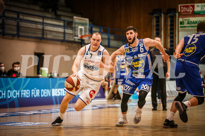 Basketball, bet-at-home Basketball Superliga 2020/21, Halbfinale Spiel 2, Oberwart Gunners, Gmunden Swans, Sebastian Käferle (7)