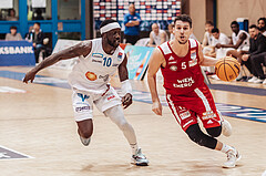 Basketball, Basketball Superliga 2023/24, Qualifikationsrunde 1., Oberwart Gunners, BC Vienna, Munis Tutu (10), Bogic Vujosevic (5)
