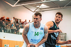 Basketball, Basketball Zweite Liga 2022/23 Playoff, Viertelfinale Spiel 2, Union Deutsch Wagram, Raiders Tirol, Branislav Balvan (14), Timur Bas (48)