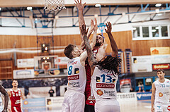 Basketball, Basketball Superliga 2023/24, Qualifikationsrunde 1., Oberwart Gunners, BC Vienna, Florian Koeppel (8), Jozo Rados (3), Kris Monroe (13)