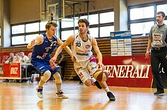 Basketball, 2.Bundesliga, Playoff VF Spiel 1, Mattersburg Rocks, Vienna D.C. Timberwolves, Jan NICOLI (10), Maximilian Pelz (22)