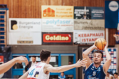 Basketball, Basketball Austria Cup 2023/24, VF Spiel 7, Oberwart Gunners, Dragonz Eisenstadt, Jonathan Wess (4), Sebastian Kunc (5)